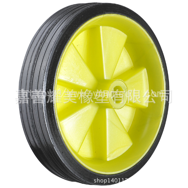 厂家供应4寸实心橡胶轮 空压机轮子 橡塑脚轮