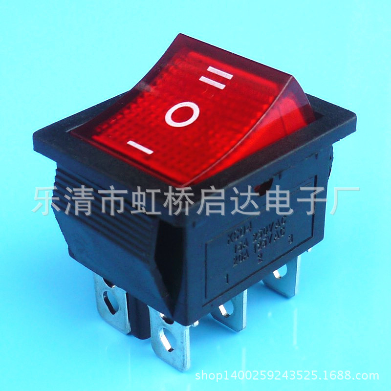 船型开关 三档带灯 6脚开关 电源开关 KCD4-203N