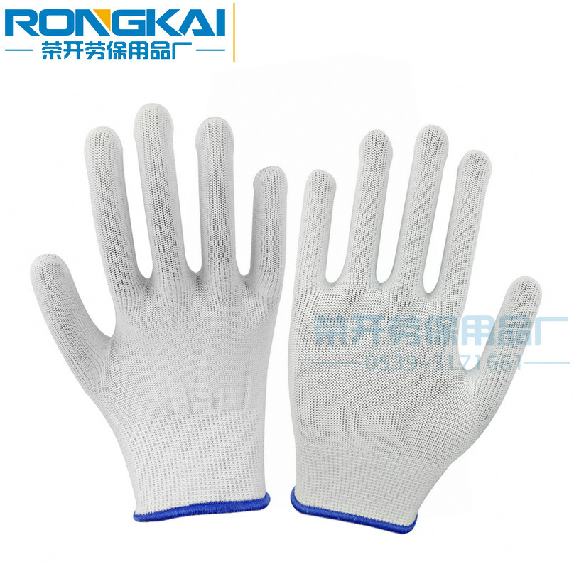 白色尼龙手套 针织线耐磨耐用加厚作业电子工厂劳保工作手套批发|ms