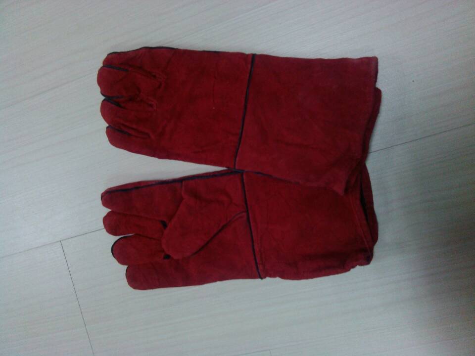 劳保手套 防护手套 长皮电焊手套   焊工 建筑本白电焊手套