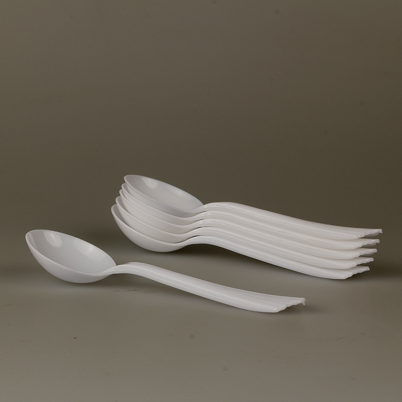 高品质一次性塑料凤尾勺 健康实用宴会勺子汤勺调羹白色餐具批发|ms