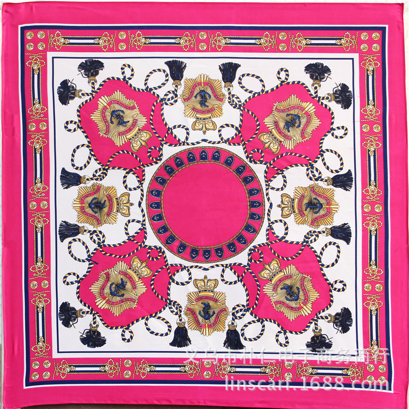 Women's Royal rope tassel trench large square scarf artificial silk scarf spring and autumn 90cm scarf