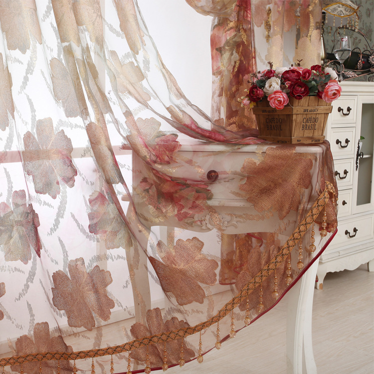 Su decoration Gradient color Window screening Living room curtain gauze Simplicity European style style curtain finished product cloth Cross border