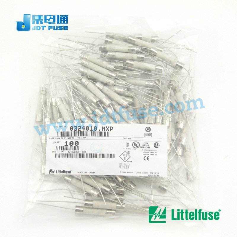 0324010.MXP力特Littelfuse保险管 陶瓷保险丝6.3*32mm带引线