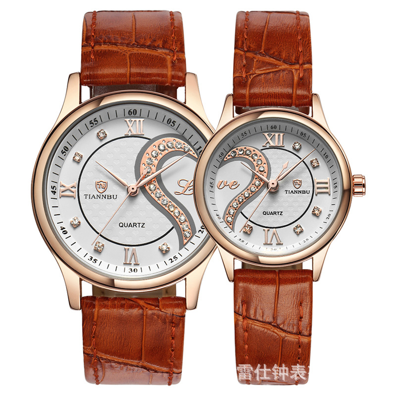 Tianbo Genuine Korean Men's and Women's Quartz Waterproof Belt Couple Watch Couple Watch Pair