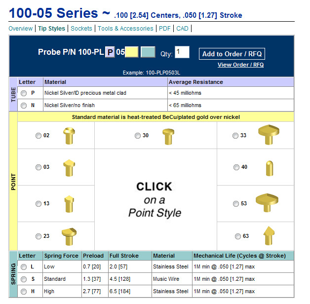 低价供应美国QA原装进口测试探针 100-PLP0513s 进口弹簧探针