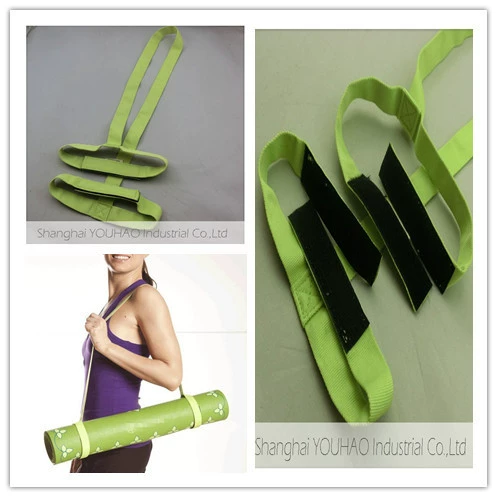 Травяной зеленый полипропиленовый ленточный ремешок для йоги Двухцелевой эластичный ремешок для йоги Ремешок на липучке Аксессуары для йоги