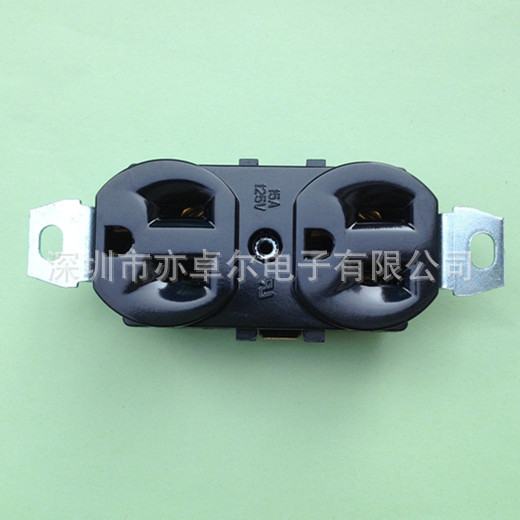 台湾荣丰RONGFENG原装正品美式双联电源插座,美规电源插座E-06-A