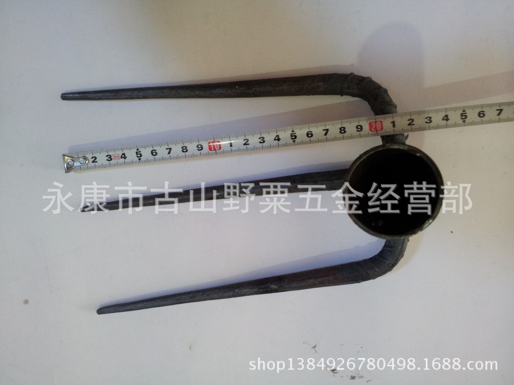 手工锻打耙子土打勾罗纹三齿1.2斤 种菜 农用工具 园艺工具