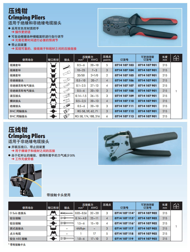 伍尔特 压线钳 绝缘压线钳 棘轮压线钳 新型绝缘接线端子