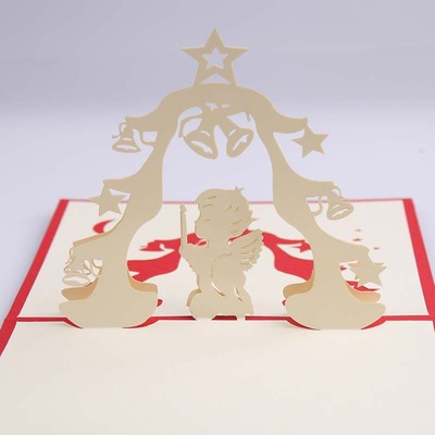 地攤小商品祈禱創意立體賀卡DIY紙雕明信片批發定制