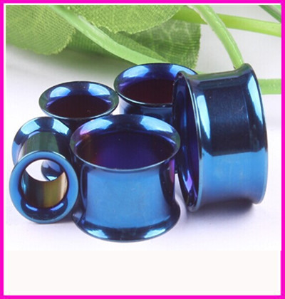 European American Stainless Steel Double Horn Ear Expander Blue Fashion Ear Plug Personality detail image 8