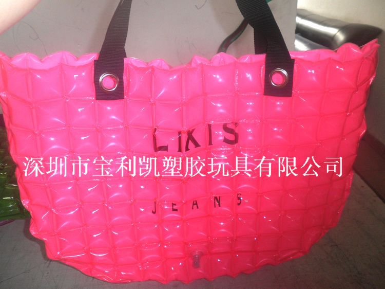 厂家供应超大pvc塑胶充气手提袋，供应pvc红色充气手提袋