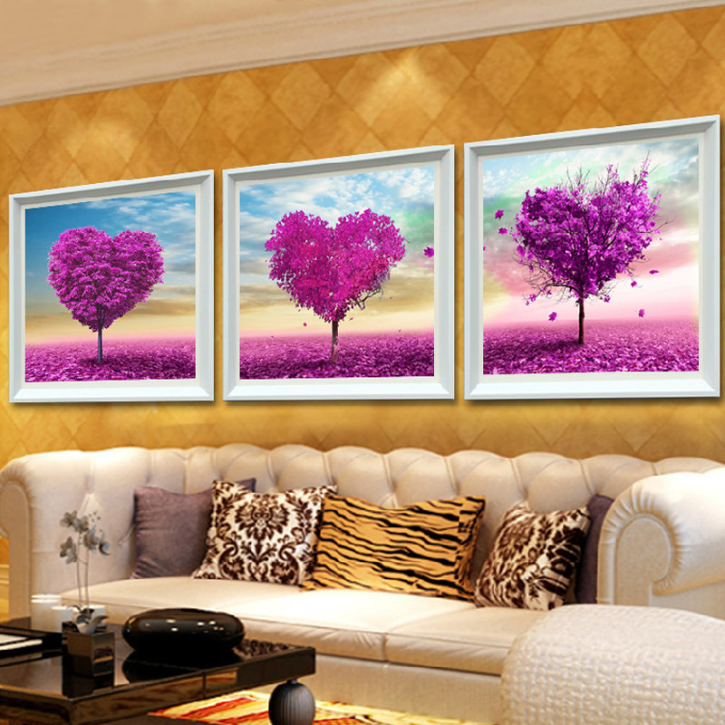 5D钻石画紫色爱心树浪漫满屋圆钻水钻新款客厅贴钻钻石绣十字绣|ms