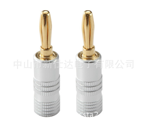 纯铜镀金香蕉头，音响插头，喇叭线插头，音视频香蕉头