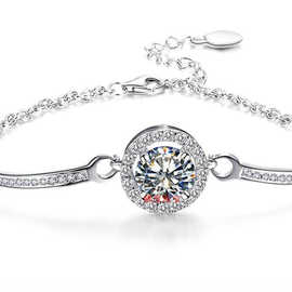 雅度珠宝 新款sona钻手链 时尚手链手镯 925银镀铂金碳合钻手链
