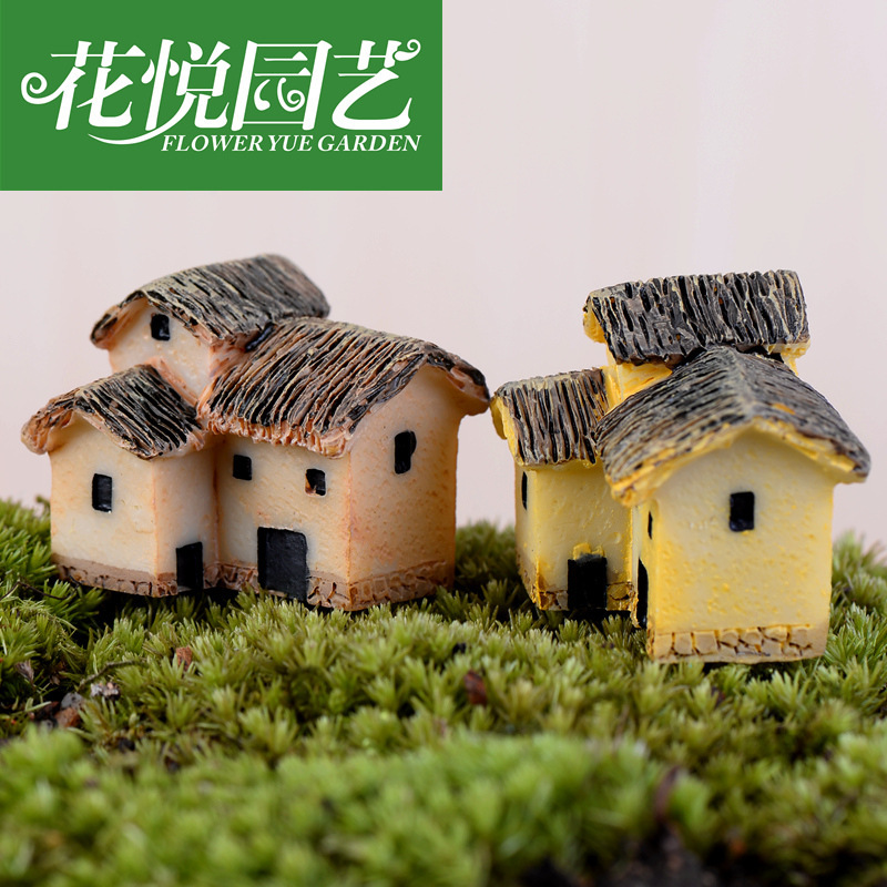 이끼 마이크로 풍경 장식 6 초가 집 수지 작은 집 창조적 인 공예 Zakka 스타일