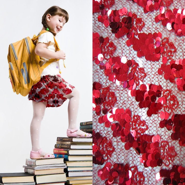 9mm新花型珠片绣花面料 裙子时装礼服面料 厂家直销