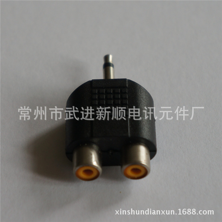 3.5mm单声道二芯公转2*RCA母 音视频转换转接插头 AV莲花rca头