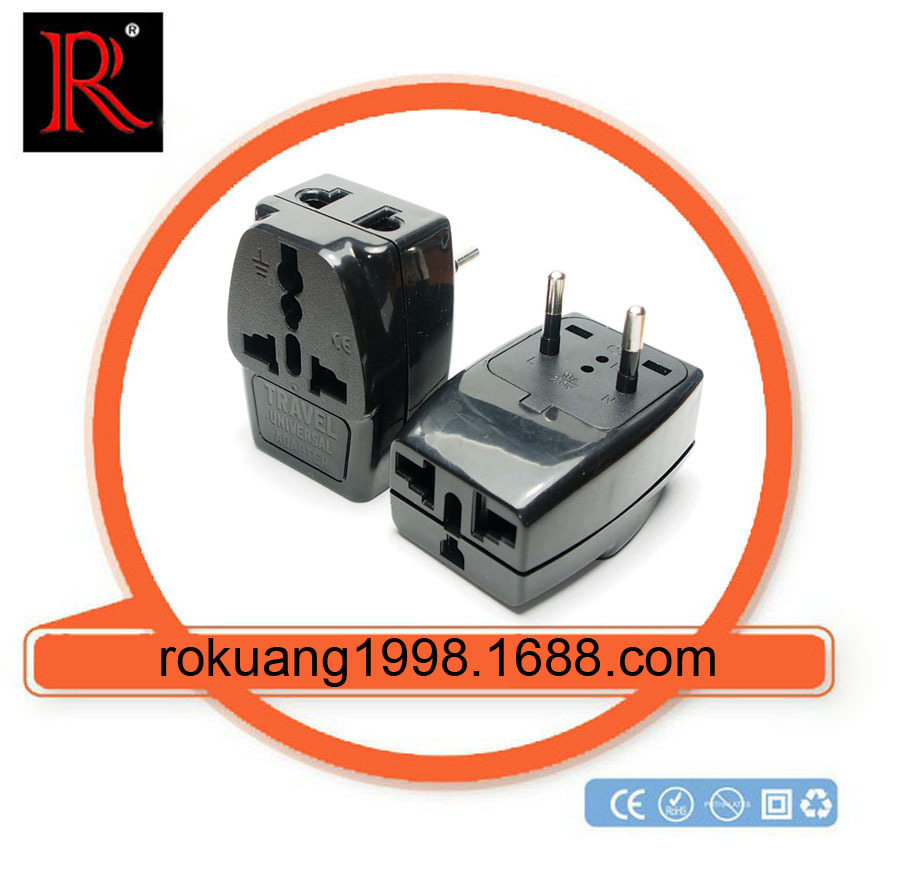 WDS-9A-1 供应4.0MM欧规插头 南美洲旅游插座 插脚包胶一转三插头