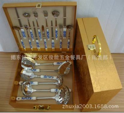 厂家批发陶瓷不锈钢餐具厨具 十九件套厨具套装厂家陶瓷不锈钢餐