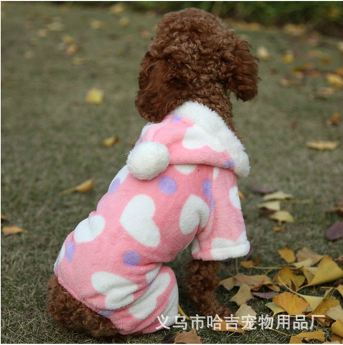 Direct Manufacturer Sale Pet Clothes Dog Clothing Winter Coat Warm Four-Legged Plush Coat - Brown Leopard Pattern Teddy Cute Pet Outfit