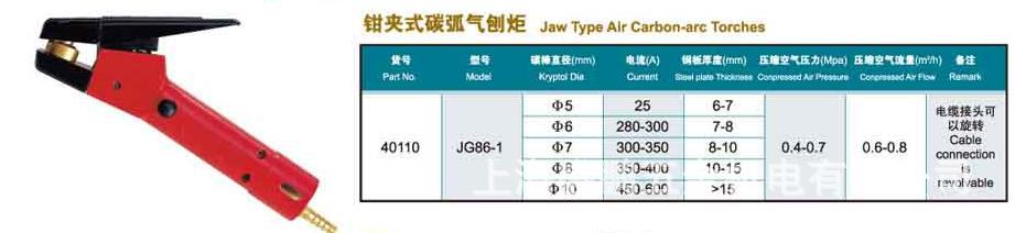工字牌JG86-1型碳弧气刨炬 气刨钳86-1 上海焊割工具厂出品