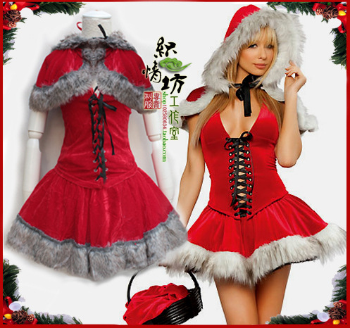 实拍 圣诞节服装 COS童话故事小红帽圣诞装公主裙小礼服DS表演服