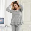 Autumn knitted cotton pijama, set, simple and elegant design