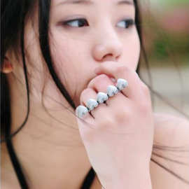 跨境新款波西米亚风复古双圈爱心戒指 时尚创意多个桃心指环 地摊