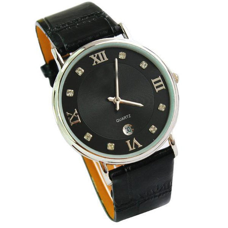 supply ultrathin Diamond Male leather watch high-grade quartz waterproof watch Sports fashion Gift table