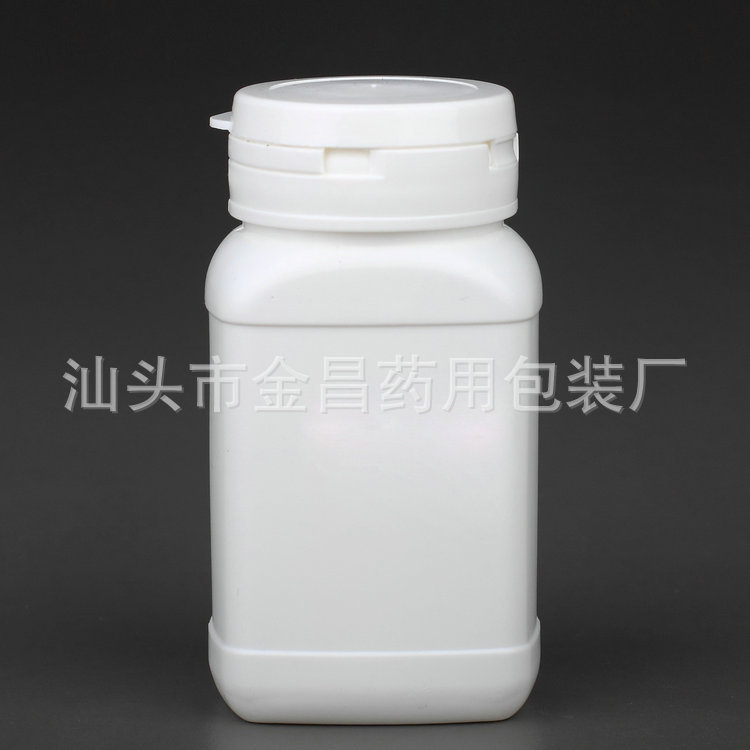 厂家批发 PE撕拉盖方形塑料瓶 钙片保健品包装瓶 蛋白粉包装瓶