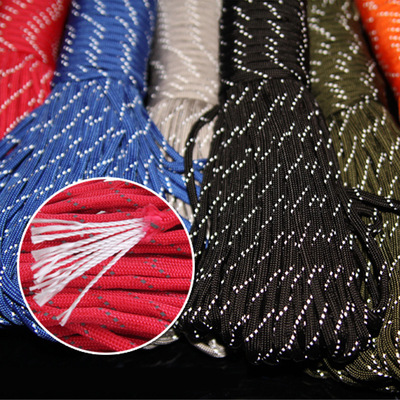 户外野营反光9芯伞绳救援逃生捆绑安全登山绳晾衣帐篷风绳31米|ms