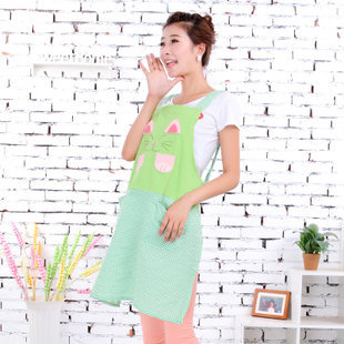 Liquidación al por mayor estilo coreano puro algodón lindo cabeza grande gato café casa leche té tienda kindergarten overoles con cordones delantal