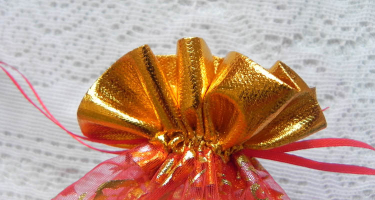 厂家现货批发定制金口烫金玫瑰纱欧根纱袋可以定制LOGO