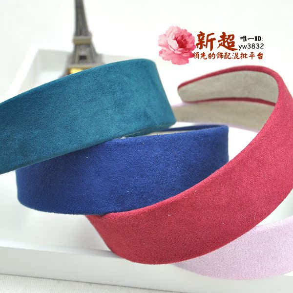 韓版氣質頭箍布藝絨布百搭寬邊發箍純色發飾 diy發箍配件