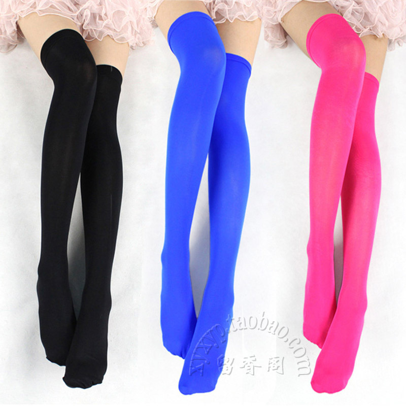 Candy-colored velvet stockings sexy over-the-knee stockings women's velvet black and white mid-calf socks COS