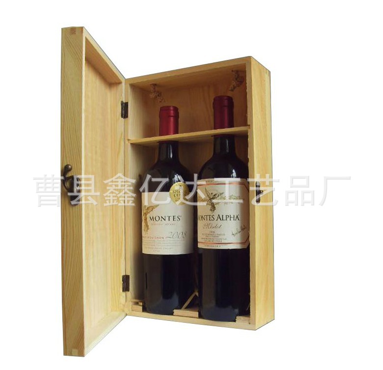 厂家大量现货批发双支红酒木盒红酒木盒包装盒单只红酒木盒包装盒