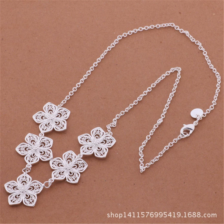 Renxing горячий продаж 925 серебрение набор темперамент полый пятивенз bracelet necklace Renxing внешний рынок ювелирные изделия производитель оптовая торговля