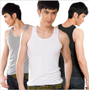 夏季韩版螺纹汗背心 男士健身紧身运动打底背心男 潮男背心衫弹力