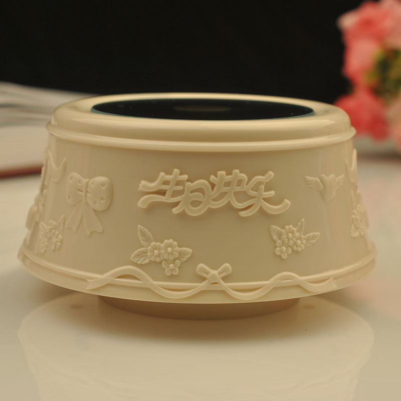 厂家直销七彩发光发条八音盒水晶底座旋转水晶发光led底座|ms