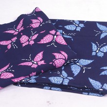 中國傳統手工純棉印染 藍印花布/蠟染布--雙色蝴蝶（粉藍兩色入）