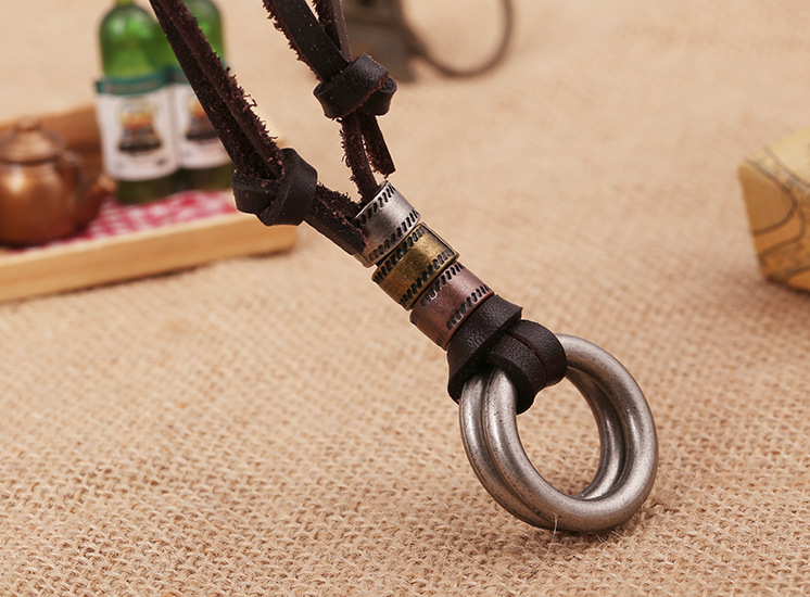 Necklace Classification 1 Piece Quantity 1 Piece Vintage Style Round Alloy Leather Unisex Necklace