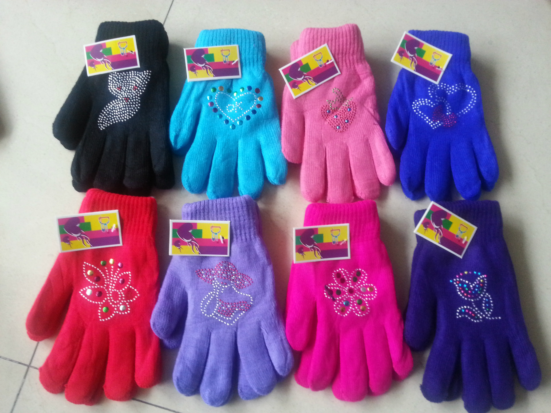 De Punto de fábrica de invierno de doble capa hembra adulta hembra caliente fibra acrílica dedo guantes de perforación en caliente puede ser muestra se puede pedir