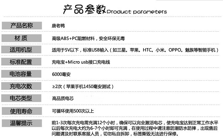 厂家直销 新款迪士尼卡通萌宠唐老鸭充电宝 6000毫安充电宝,随机发货1