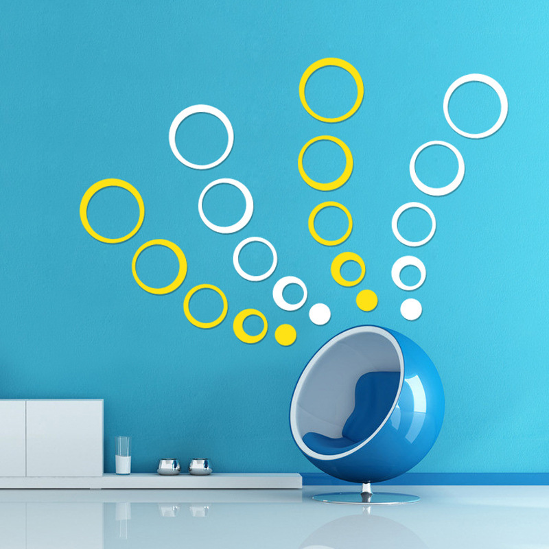 diy个性亚克力立体墙贴 圆形圆环创意镜面装饰 客厅卧室3d装饰