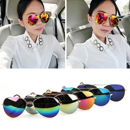 Reflective film sunglasses, retro colorful sunglasses 3025, trendy sunglasses 3026
