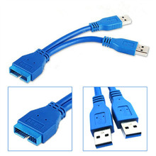 USB 3.0公转接线20pin主板 插座 20pin转2 port外接转接线