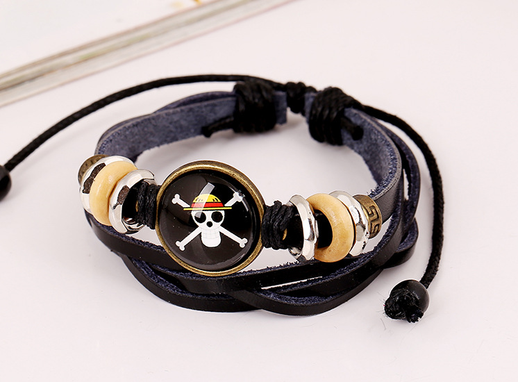 New bracelet beaded leather bracelet wholesale retro bracelet time gem leather bracelet