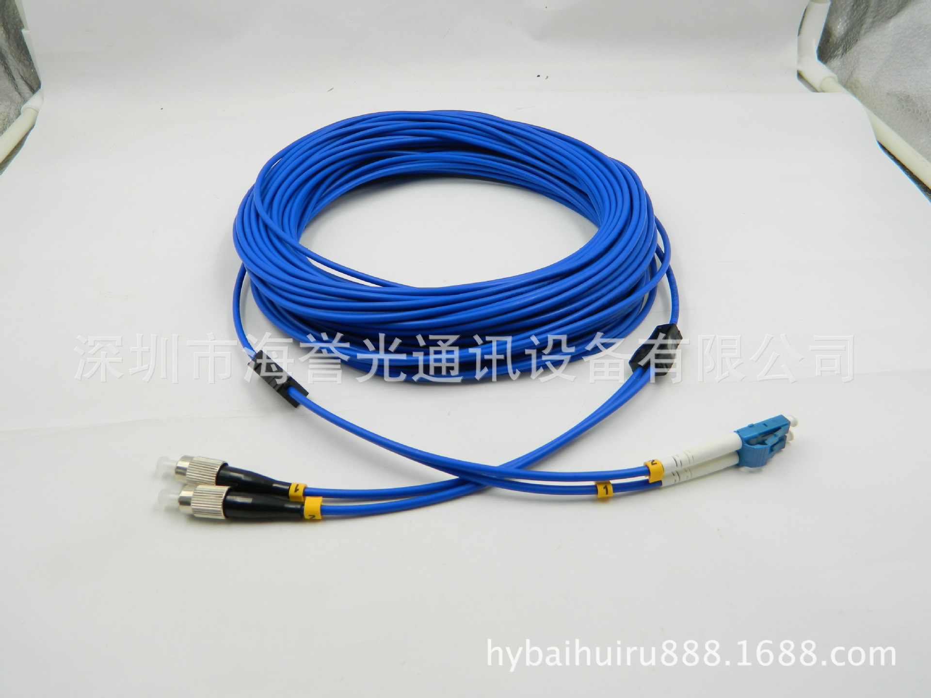 厂家直销 电信级 LC-FC 单模双芯铠装光纤跳线25米 防压防鼠咬